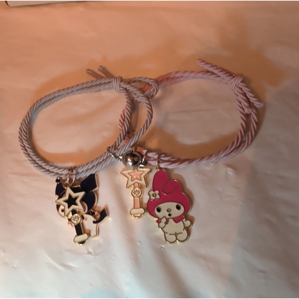 Kuromi My Melody Magnetic Friendship Bracelet Set Enamel Kawaii Y2K OS - Picture 16 of 16
